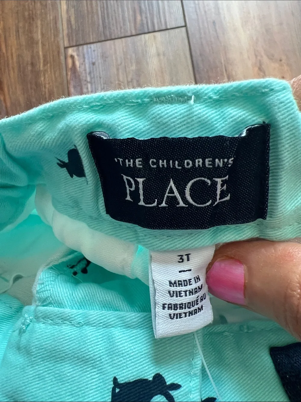 The Children's Place Teal Shorts with Navy Bunny Print
